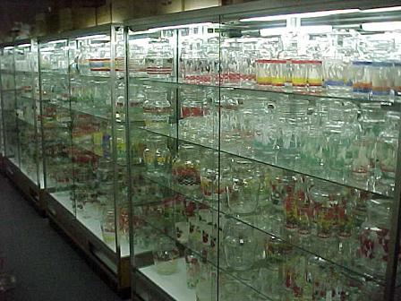 Glassware on display